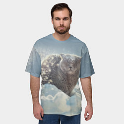 Футболка оверсайз мужская Кот встречает Новый Год!, цвет: 3D-принт — фото 2