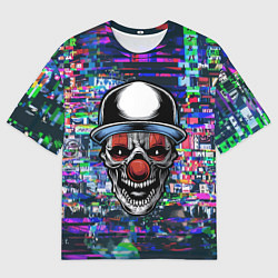 Футболка оверсайз мужская Злой клоун на фоне городской рекламы, цвет: 3D-принт