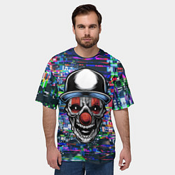 Футболка оверсайз мужская Злой клоун на фоне городской рекламы, цвет: 3D-принт — фото 2