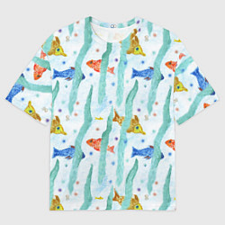 Футболка оверсайз мужская Детский рисунок рыбки акварель, цвет: 3D-принт