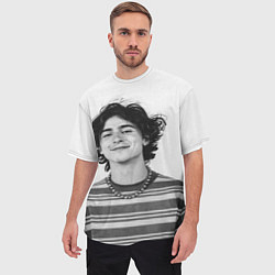 Футболка оверсайз мужская Timothee Chalamet black white photo, цвет: 3D-принт — фото 2