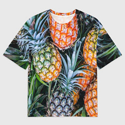 Мужская футболка оверсайз Фон из ананасов