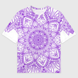 Футболка оверсайз мужская Фиолетовая мандала, цвет: 3D-принт