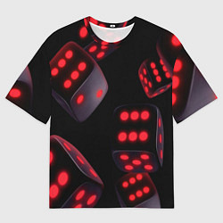 Футболка оверсайз мужская Игральные кости на черном фоне, цвет: 3D-принт