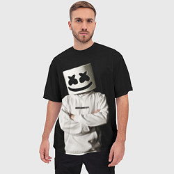 Футболка оверсайз мужская Marshmello на чёрном фоне, цвет: 3D-принт — фото 2