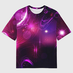 Мужская футболка оверсайз Фиолетовые неоновые блики