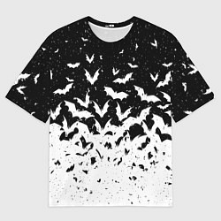 Футболка оверсайз мужская Black and white bat pattern, цвет: 3D-принт