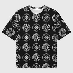 Мужская футболка оверсайз Vegvisir and Aegishjalmur Helm of Awe Black