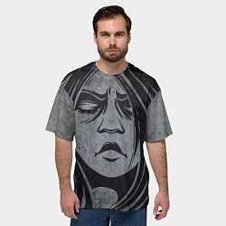 Футболка оверсайз мужская Лицо девушки с закрытыми глазами, цвет: 3D-принт — фото 2