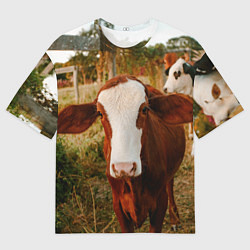 Футболка оверсайз мужская Милая коровка, цвет: 3D-принт