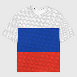 Мужская футболка оверсайз Триколор - флаг России плетёный