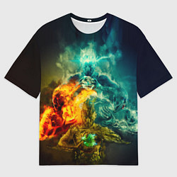 Футболка оверсайз мужская 4 элемента - природные стихии, цвет: 3D-принт