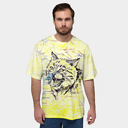 Футболка оверсайз мужская Рысь нападает, цвет: 3D-принт — фото 2