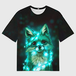 Футболка оверсайз мужская Неоновый лис, цвет: 3D-принт