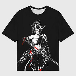 Футболка оверсайз мужская Кибер девушка самурай, цвет: 3D-принт