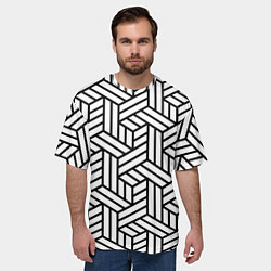 Футболка оверсайз мужская Чёрно-белый завивающийся паттерн, цвет: 3D-принт — фото 2