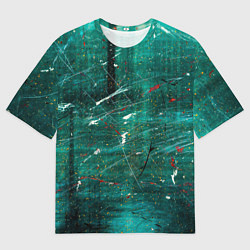 Мужская футболка оверсайз Светло-зелёный туман, краски и царапины