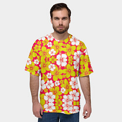 Футболка оверсайз мужская Hawaiian kaleidoscope, цвет: 3D-принт — фото 2