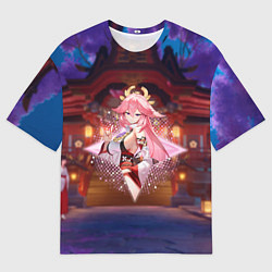 Футболка оверсайз мужская Яэ Мико в примогеме, цвет: 3D-принт