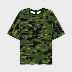 Мужская футболка оверсайз Камуфляж лесной пиксель