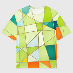 Мужская футболка оверсайз Абстрактный салатовый стеклянный паттерн