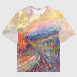 Футболка оверсайз мужская Осенний пейзаж акварель, цвет: 3D-принт