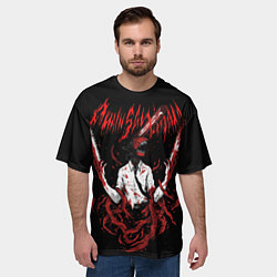Футболка оверсайз мужская Человек бензопила в ярости, цвет: 3D-принт — фото 2