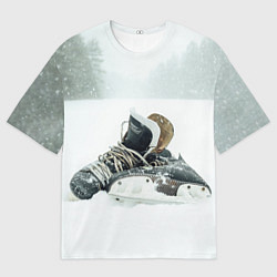 Футболка оверсайз мужская Хоккейные коньки, цвет: 3D-принт