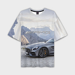 Футболка оверсайз мужская Mercedes AMG V8 Biturbo cabriolet - mountains, цвет: 3D-принт