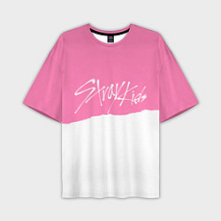 Мужская футболка оверсайз Stray Kids pink and white