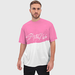 Футболка оверсайз мужская Stray Kids pink and white, цвет: 3D-принт — фото 2