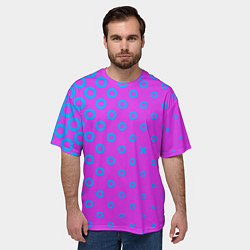 Футболка оверсайз мужская Голубые круглешки, цвет: 3D-принт — фото 2