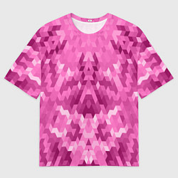 Мужская футболка оверсайз Яркий малиново-розовый геометрический узор