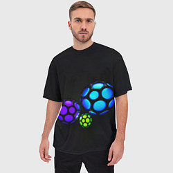 Футболка оверсайз мужская Объёмные неоновые шары, цвет: 3D-принт — фото 2