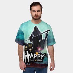 Футболка оверсайз мужская Хэллоуин приходит ночью, цвет: 3D-принт — фото 2