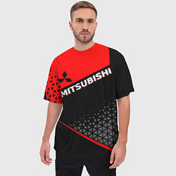 Футболка оверсайз мужская Mitsubishi - Красная униформа, цвет: 3D-принт — фото 2