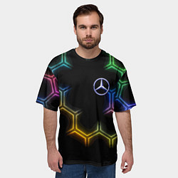 Футболка оверсайз мужская Mercedes - neon pattern, цвет: 3D-принт — фото 2