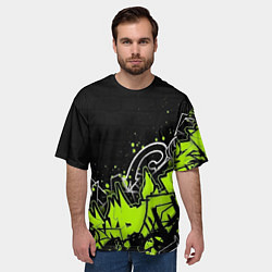 Футболка оверсайз мужская Яркое граффити на черной стене, цвет: 3D-принт — фото 2