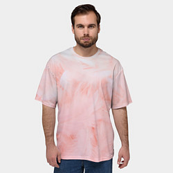 Футболка оверсайз мужская Aesthetic visual art pink feathers, цвет: 3D-принт — фото 2