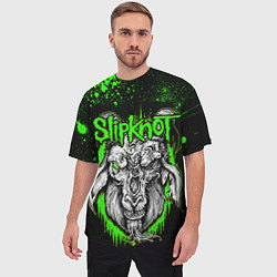 Футболка оверсайз мужская Slipknot зеленый козел, цвет: 3D-принт — фото 2