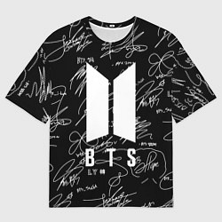 Футболка оверсайз мужская BTS - Автографы, цвет: 3D-принт