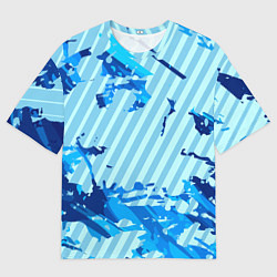 Футболка оверсайз мужская Синие линии, цвет: 3D-принт