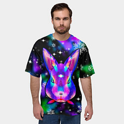 Футболка оверсайз мужская Неоновый кролик, цвет: 3D-принт — фото 2