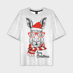 Футболка оверсайз мужская Santa Rabbit Merry Christmas!, цвет: 3D-принт