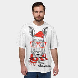 Футболка оверсайз мужская Santa Rabbit Merry Christmas!, цвет: 3D-принт — фото 2