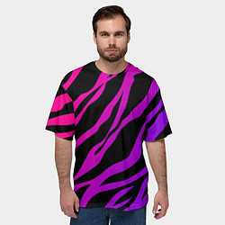 Футболка оверсайз мужская Неоновый паттерн линии, цвет: 3D-принт — фото 2