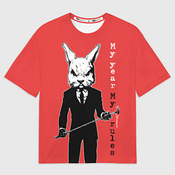 Футболка оверсайз мужская Dangerous rabbit, my year - my rules, цвет: 3D-принт