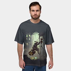 Футболка оверсайз мужская Енот на ракете, цвет: 3D-принт — фото 2