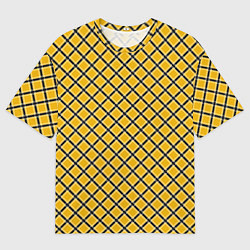 Футболка оверсайз мужская Черно-желтый клетчатый узор, цвет: 3D-принт