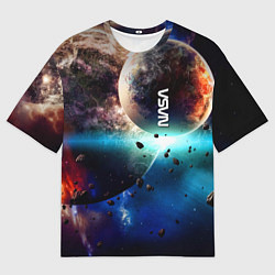 Футболка оверсайз мужская За секунду до столкновения планеты с космическим о, цвет: 3D-принт